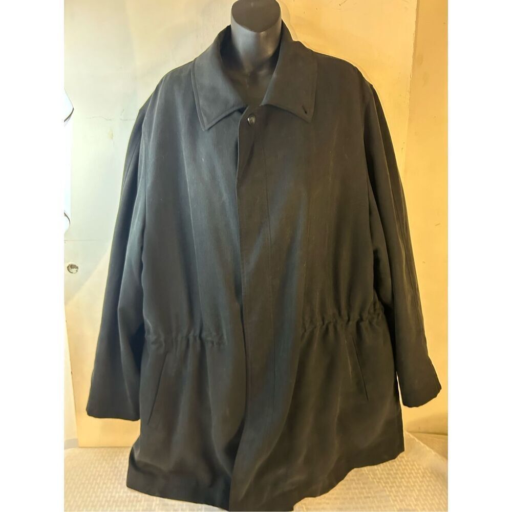 Sanyo New York Tokyo Mens XL Black Coat Wool lined Anti-magnetic safety‎ pocket
